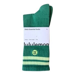 Lululemon Daily Essential Crew Socks Large Summer Willow Crispin Green NWT
